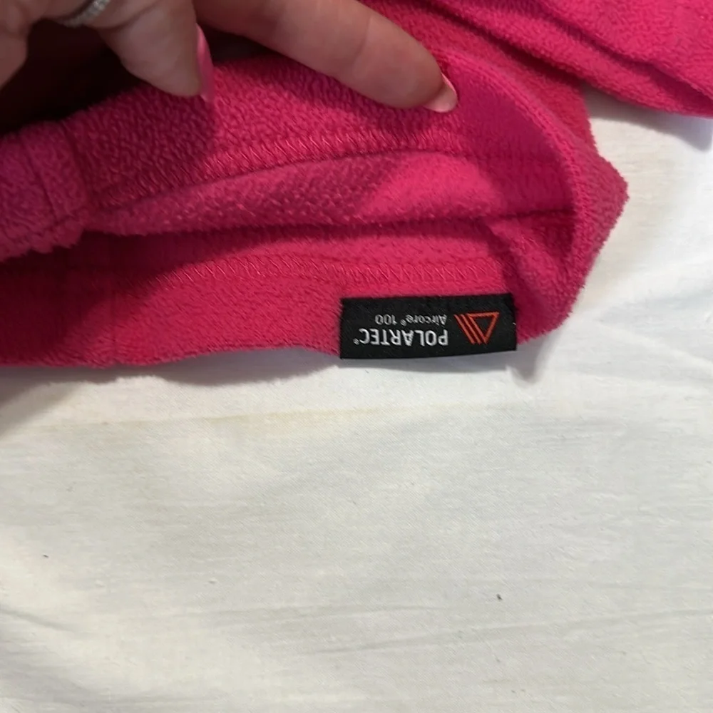Lands End Pink Zip Up Fleece Jacket Girls 14-16 Large